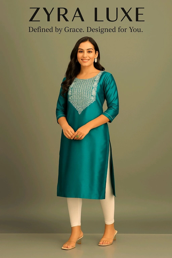 Embroided Kurti - Eastern Blue, M