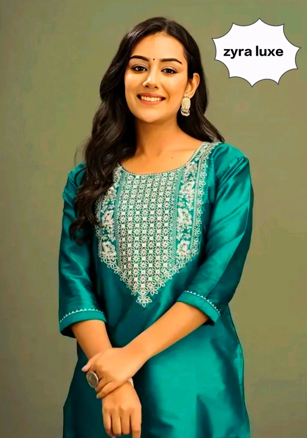 Embroided Kurti - Eastern Blue, M