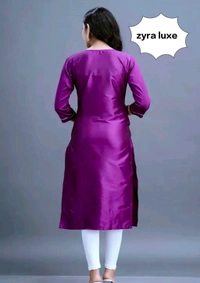 Embroided Kurti - Violet Eggplant, M