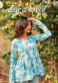 Short Kurti - Turquoise Blue, L
