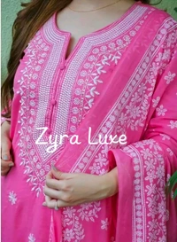 Kurti&Pant&Dupatta Set - Blush Pink, M