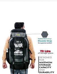 Trevling Bag With 70 Liter Space - Black