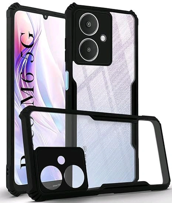 Back Cover Case for Poco M6 5G (Shockproof with Polycarbonate Clear Panel | Professional Black) - Black, Poco M6 5G