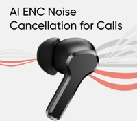 realme Buds T110 (RMA2306) with AI ENC for calls, 38 hours of Playback and Deep Bass Bluetooth Headset (Punk Black, True Wireless) - Black, Universal