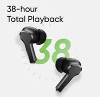 realme Buds T110 (RMA2306) with AI ENC for calls, 38 hours of Playback and Deep Bass Bluetooth Headset (Punk Black, True Wireless) - Black, Universal