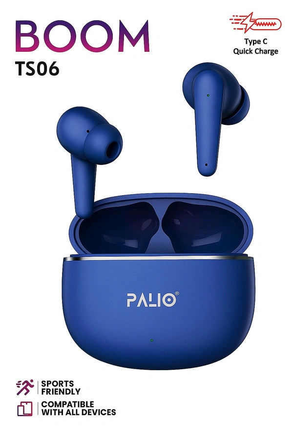 PALIO TWS Wireless Earbuds with 40H Playtime, Bluetooth 5.3, 13mm Dynamic Drivers, Fast Charging Case, Deep Bass, in-Ear Design, Compatible with Android & iOS (Blue)
 - Blue, Universal