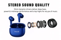 PALIO TWS Wireless Earbuds with 40H Playtime, Bluetooth 5.3, 13mm Dynamic Drivers, Fast Charging Case, Deep Bass, in-Ear Design, Compatible with Android & iOS (Blue)
 - Blue, Universal