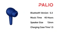PALIO TWS Wireless Earbuds with 40H Playtime, Bluetooth 5.3, 13mm Dynamic Drivers, Fast Charging Case, Deep Bass, in-Ear Design, Compatible with Android & iOS (Blue)
 - Blue, Universal