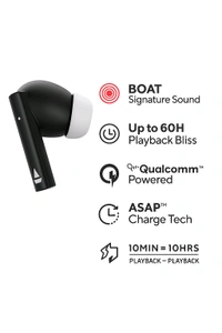 boAt Aeromaxx Wireless TWS Earbuds with 60 Hours Playtime, ENC & Voice Assistant - Black, Universal