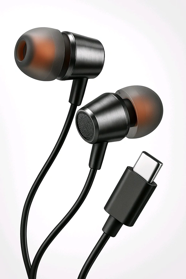 boAt Premium Metal Series Type-C Wired Earphones - Black, Universal