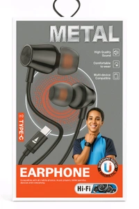 boAt Premium Metal Series Type-C Wired Earphones - Black, Universal