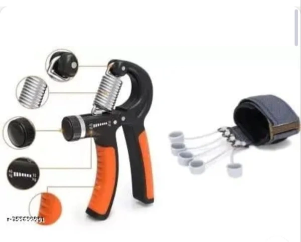 EDROOF Combo Of Hand Grip & Finger Exerciser Adjustable Hand Grip L Adjustable Resistance (10 Kg-60Kg L Hand /Power Gripper For Home & Forearm Hand Exercisesb For Men & Womwn (Black/Orange
