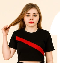 Stylish Women's Black & Red Activewear Co-ord Set – Stretchable T-Shirt & Leggings for Gym, Yoga & Daily Wear - S, M L, XL, XXL