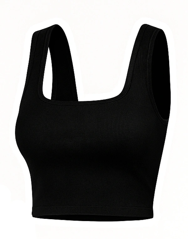 Women’s White Ribbed Cotton Tank Top | Sleeveless Camisole for Daily Wear, Gym, Yoga & Innerwear | Stretchable Slim Fit Vest - Free Size