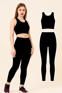 Plum Co-ord Set for Women – High-Waist Leggings & Sleeveless Crop Top | Gym & Yoga Activewear - Free Size, Black, Purpul