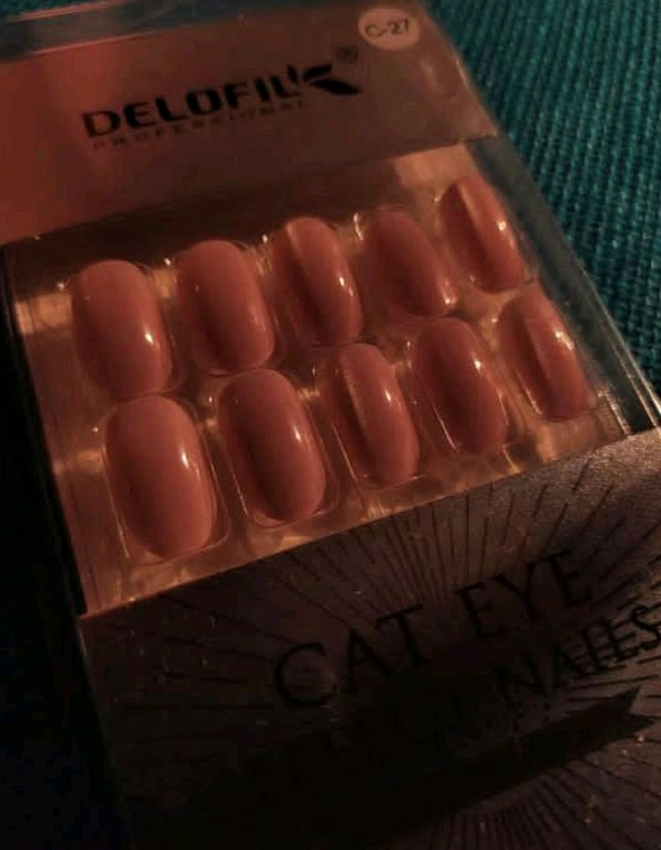 Elegant Nude Press-On Nails | Cat Eye Effect (DELOFIL - C-27) - Negroni