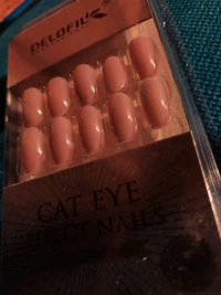 Elegant Nude Press-On Nails | Cat Eye Effect (DELOFIL - C-27) - Negroni