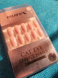 Elegant Nude Press-On Nails | Cat Eye Effect (DELOFIL - C-27) - Negroni