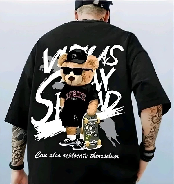New Trending Oversized Tshirt With High Quality Printed And Fabric  - Black, XXL