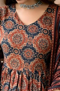 Radiate Elegance in Every Stitch: Viscose Rayon Printed Kurta Pant with Dupatta Set - S