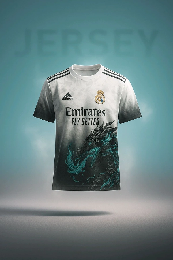 REAL MADRID BYBLADE DRAG 0N EDITION|LA LIGA AND UCL | FAN JERSEY | SUMMER FABRIC | 2025 MEN JERSEY  |  - XL, Turquoise
