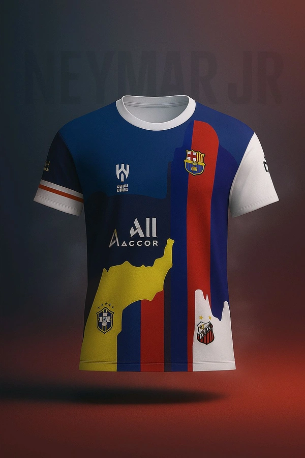 NEYMAR JR FAN | FAN PREMIUM T SHIRT | 2025 MEN JERSEY | NEYMAR JR.  ALL CLUB | BRAZIL |WORLD FOOTBALL | - S