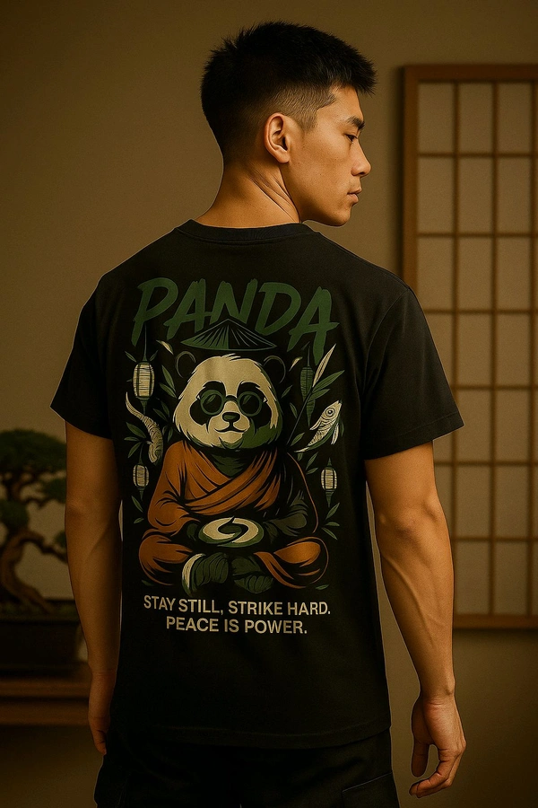 Peace is Power – Panda Zen Oversized Tee - Black