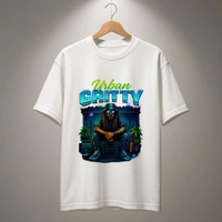 Urban Gritty Printed Primium Tshirt  - Black, L