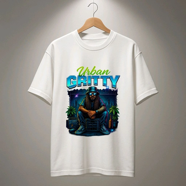 Urban Gritty Printed Primium Tshirt  - Black, L