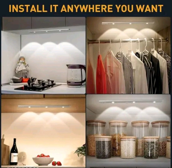INDIEKA SELECT™ Motion Sensor Under Cabinet LightBrighten your space with intelligence!
This sleek, modern under-cabinet light features motion sensor technology that automatically lights up when you approach. Whether in your kitchen, wardrobe, hallway, or study table — enjoy hands-free illumination that saves energy and adds elegance.
 Features:
