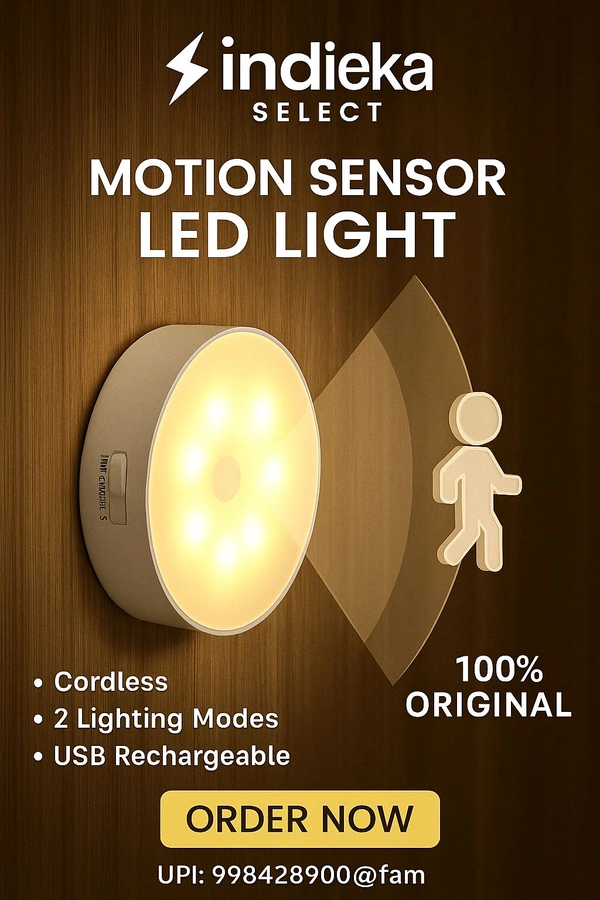 🔆 INDIEKA SELECT™ Motion Sensor LED Light (Rechargeable)

Smart Lighting. Effortless Living.

This compact yet powerful motion-sensor LED light is designed to light up your space the moment it detects movement. Ideal for wardrobes, cabinets, hallways, stairs, bathrooms, and more — no switches, no stress!