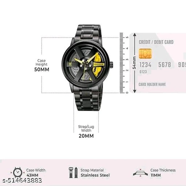 Gyro Spinning Dial Analog Wrist Watch - Red, Free