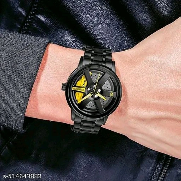 Gyro Spinning Dial Analog Wrist Watch - Red, Free
