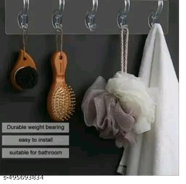 PACKOF 3 SUPER STRONG WALL HOOK 6 In 1 Self Adhesive Wall Hooks, Heavy Duty Sticky Hooks for Hanging , Waterproof Transparent Adhesive Hooks for Wall, Wall Hangers for Hanging Kitchen Bathroom Bedroom Accessories Hook/Strong 