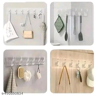 PACKOF 3 SUPER STRONG WALL HOOK 6 In 1 Self Adhesive Wall Hooks, Heavy Duty Sticky Hooks for Hanging , Waterproof Transparent Adhesive Hooks for Wall, Wall Hangers for Hanging Kitchen Bathroom Bedroom Accessories Hook/Strong 