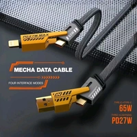 USB Type C Charging Cable , USB C Data Cable , 4 in 1 USB C to Lightning Data Cable , USB C to USB A Cable USB A to lightning Fast Charging Data cable PD65W Fast Charging USB C Cable - Yellow