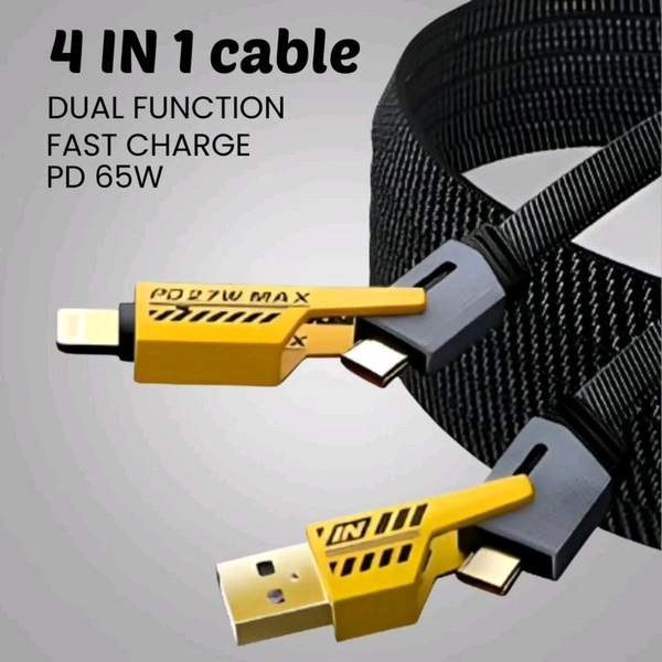 USB Type C Charging Cable , USB C Data Cable , 4 in 1 USB C to Lightning Data Cable , USB C to USB A Cable USB A to lightning Fast Charging Data cable PD65W Fast Charging USB C Cable - Yellow