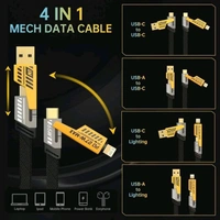 USB Type C Charging Cable , USB C Data Cable , 4 in 1 USB C to Lightning Data Cable , USB C to USB A Cable USB A to lightning Fast Charging Data cable PD65W Fast Charging USB C Cable - Yellow