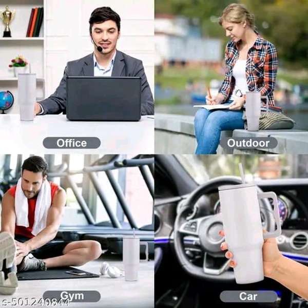 Name: NARUIA 1200 ml Stainless Steel Insulated Tumbler, Water Mug with Spill-Proof Lid and Straw, Hot and Cold Tumbler, Iced Coffee Cup, Water Bottle (40 oz, Ash Grey) )