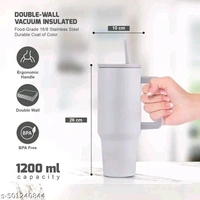 Name: NARUIA 1200 ml Stainless Steel Insulated Tumbler, Water Mug with Spill-Proof Lid and Straw, Hot and Cold Tumbler, Iced Coffee Cup, Water Bottle (40 oz, Ash Grey) )
