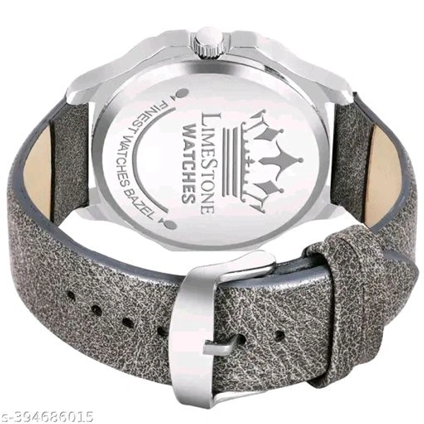 Lime Stone 3D Dial The Vintage Day and Date Functioning Boys Quartz Analog Watch - Gray