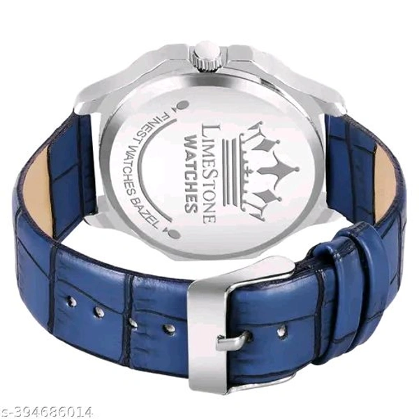 Lime Stone 3D Dial The Vintage Day and Date Functioning Boys Quartz Analog Watch - Blue