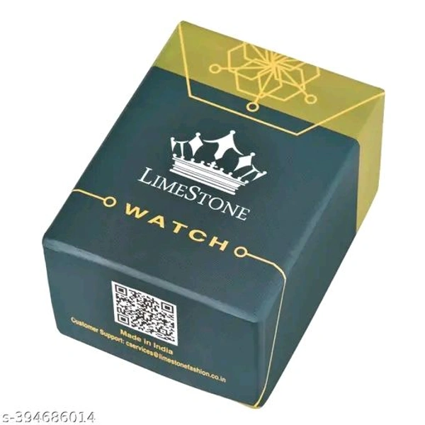 Lime Stone 3D Dial The Vintage Day and Date Functioning Boys Quartz Analog Watch - Blue