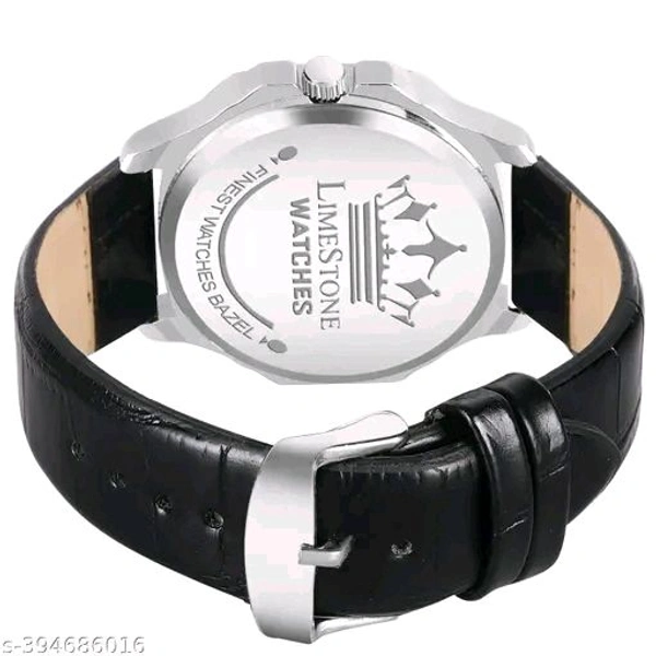 Lime Stone 3D Dial The Vintage Day and Date Functioning Boys Quartz Analog Watch - Black