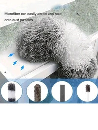 Microfiber Feather Duster Bendable & Extendable Fan Cleaning Duster with 100 inches Expandable Pole Handle Washable Duster for High Ceiling Fans, Window