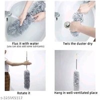 Microfiber Feather Duster Bendable & Extendable Fan Cleaning Duster with 100 inches Expandable Pole Handle Washable Duster for High Ceiling Fans, Window