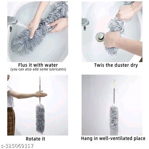 Microfiber Feather Duster Bendable & Extendable Fan Cleaning Duster with 100 inches Expandable Pole Handle Washable Duster for High Ceiling Fans, Window