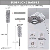 Microfiber Feather Duster Bendable & Extendable Fan Cleaning Duster with 100 inches Expandable Pole Handle Washable Duster for High Ceiling Fans, Window