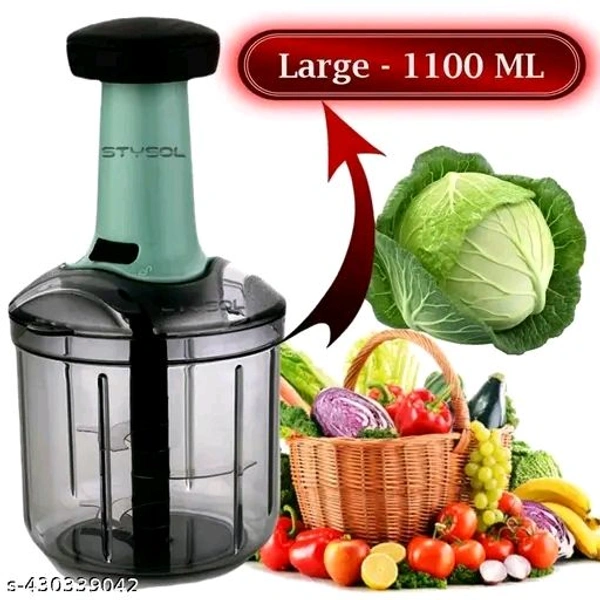 1000 ML Handy Push Chopper Vegetable & Fruit Cutter, Special Cutter for Onion Chopper, with 6 Stainless Steel Blade and Pull Cord Technology