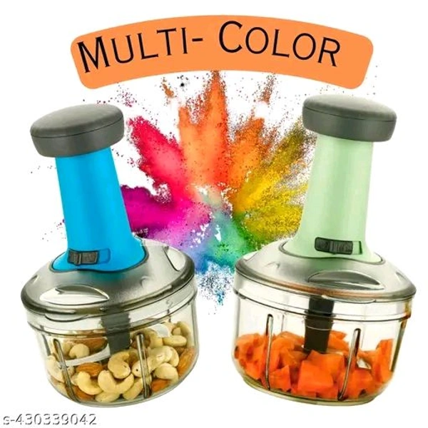 1000 ML Handy Push Chopper Vegetable & Fruit Cutter, Special Cutter for Onion Chopper, with 6 Stainless Steel Blade and Pull Cord Technology